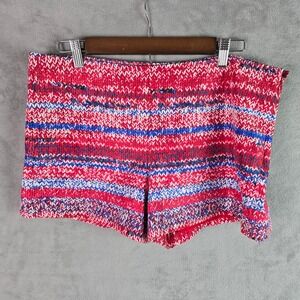 Tory Burch Womens Size 10 Red White Blue Chevron Knit Print Side Zip Shorts
